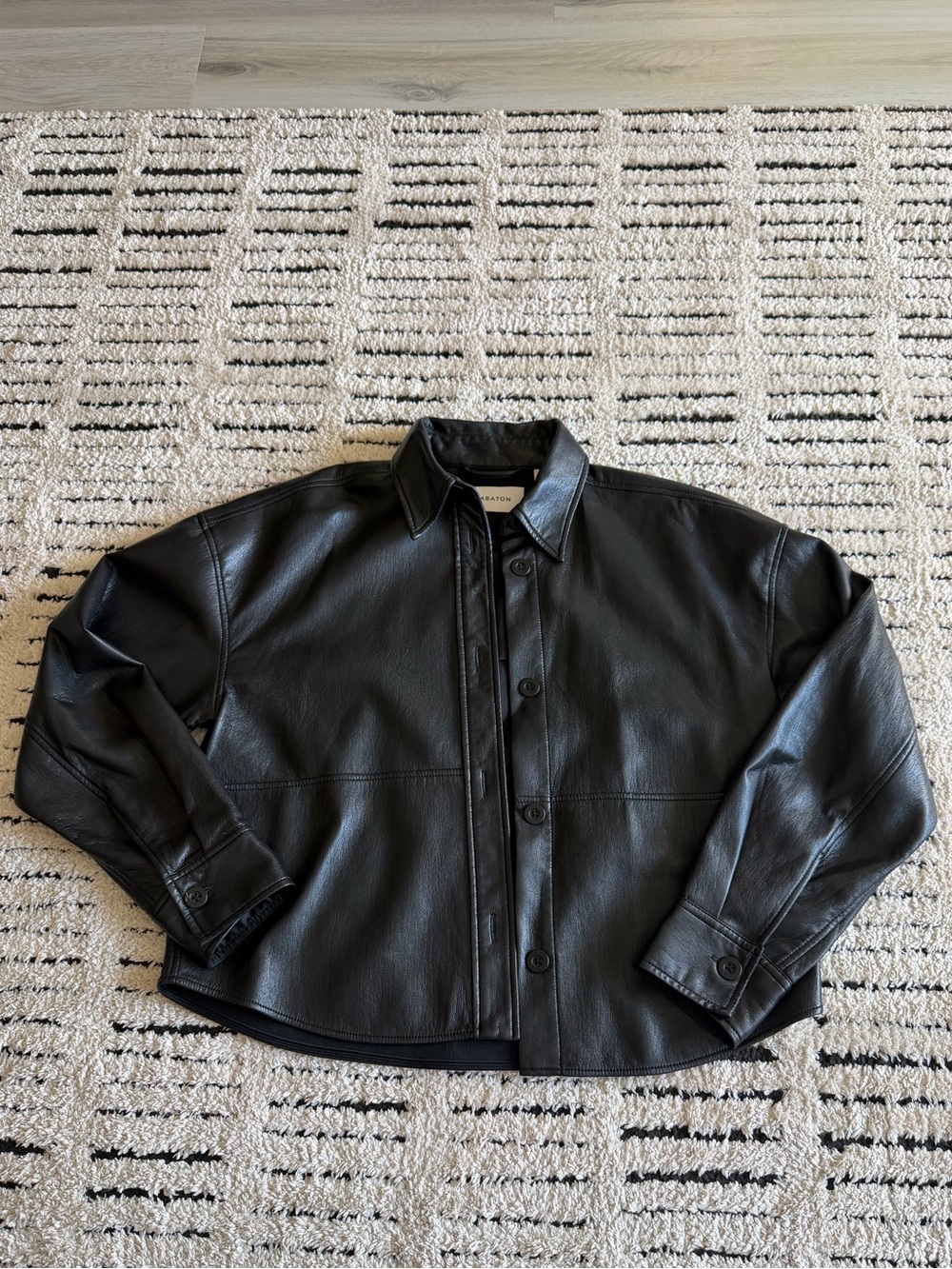 Aritzia babaton pelli hip shirt jacket unreal leather shacket black